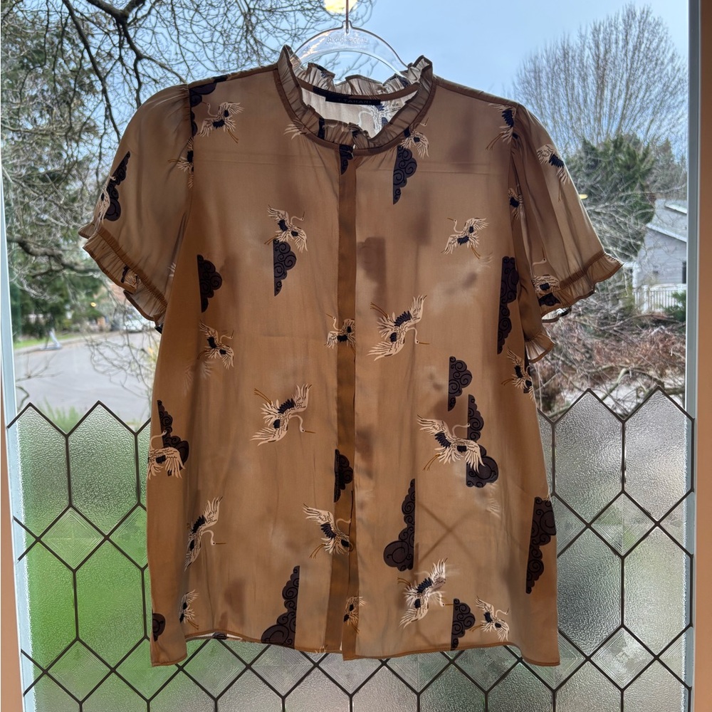 Tahari Gold and Black Button Down Shirt